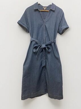 Reitmans Midi Shirt Dress in Stretchy Denim Blue